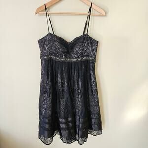 VTG Y2K OC by Oleg Cassini Black Lace Babydoll Dress Size 8 Whimsigoth Grunge